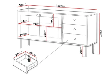 Akilesh Byrå 150 cm - Svart - Förvaring - Förvaringsmöbler - Byrå