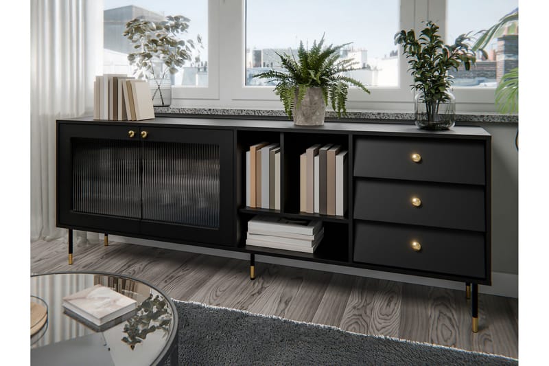 Akilesh Byrå 200 cm - Svart - Förvaring - Förvaringsmöbler - Byrå
