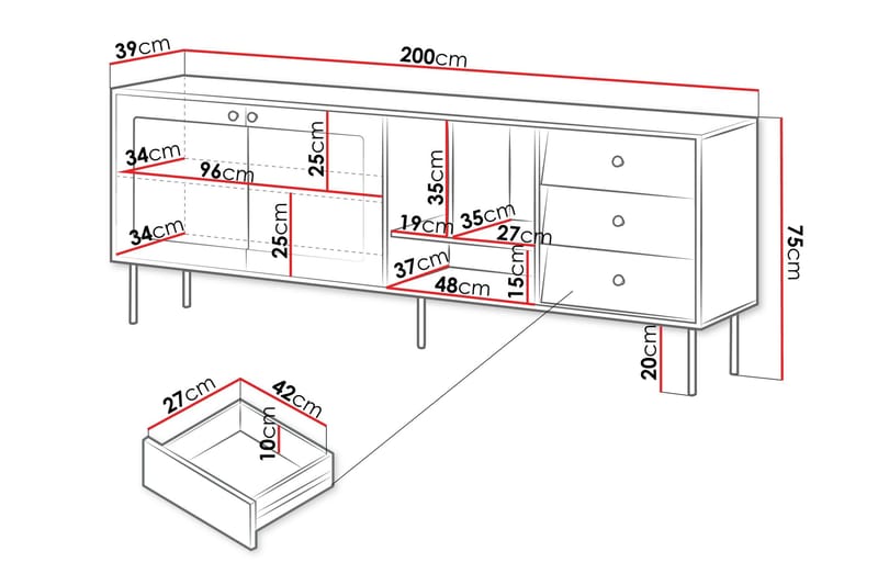 Akilesh Byrå 200 cm - Svart - Förvaring - Förvaringsmöbler - Byrå