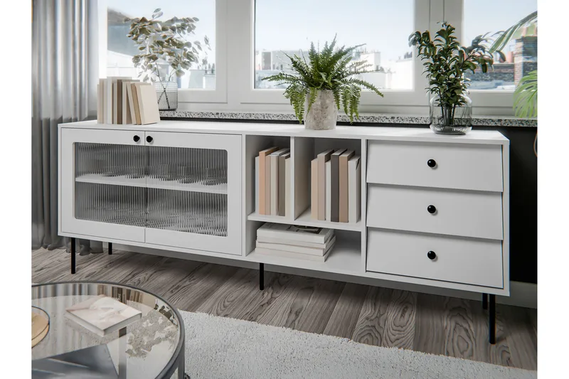 Akilesh Byrå 200 cm - Vit - Förvaring - Förvaringsmöbler - Byrå