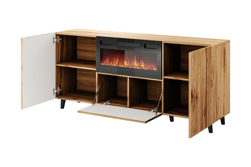 Akimasa Byrå 181 cm - Natur - Inredning - Kaminer - Kamin utan skorsten - Elkaminer