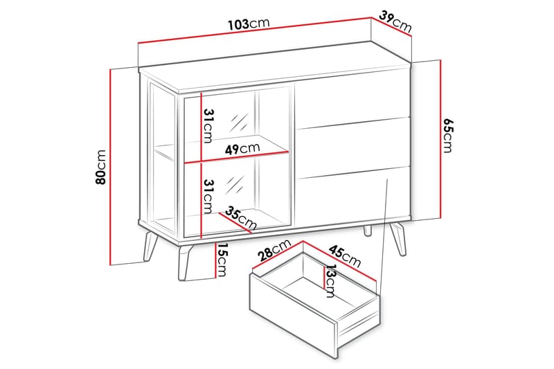 Akinari Byrå 103 cm - Brun/Beige - Förvaring - Förvaringsmöbler - Byrå