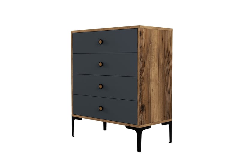 Ameias Byrå 76x90,7 cm Brun/Antracit - Hanah Home - Förvaring - Förvaringsmöbler - Byrå - Hallbyrå