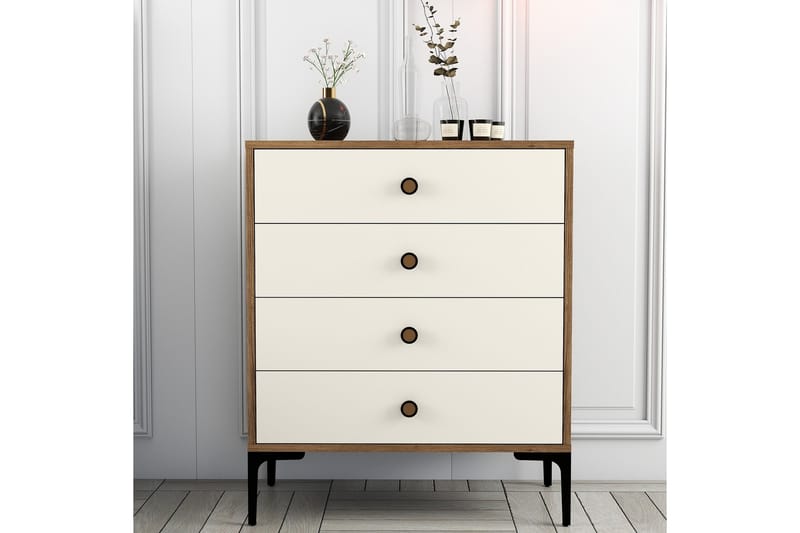 Ameias Byrå 76x90,7 cm Brun/Beige - Hanah Home - Förvaring - Förvaringsmöbler - Byrå - Hallbyrå