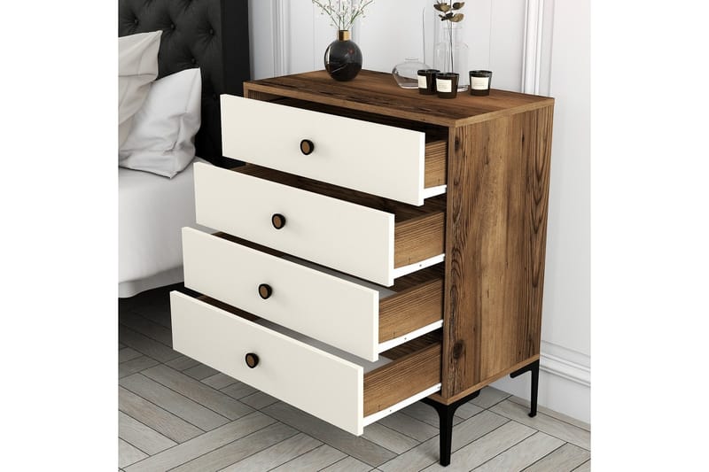 Ameias Byrå 76x90,7 cm Brun/Beige - Hanah Home - Förvaring - Förvaringsmöbler - Byrå - Hallbyrå