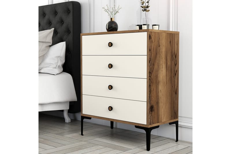 Ameias Byrå 76x90,7 cm Brun/Beige - Hanah Home - Förvaring - Förvaringsmöbler - Byrå - Hallbyrå