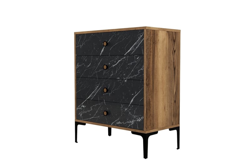 Ameias Byrå 76x90,7 cm Brun/Svart - Hanah Home - Förvaring - Förvaringsmöbler - Byrå - Hallbyrå