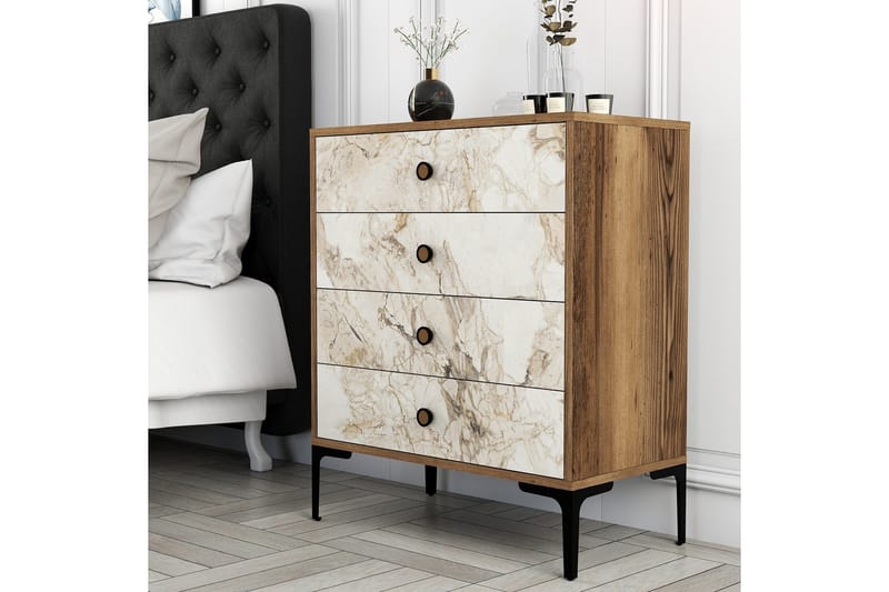 Ameias Byrå 76x90,7 cm Brun/Vit - Hanah Home - Förvaring - Förvaringsmöbler - Byrå - Hallbyrå