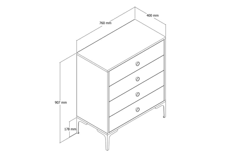 Ameias Byrå 76x90,7 cm Brun/Vit - Hanah Home - Hallförvaring - Hallbyrå - Byrå