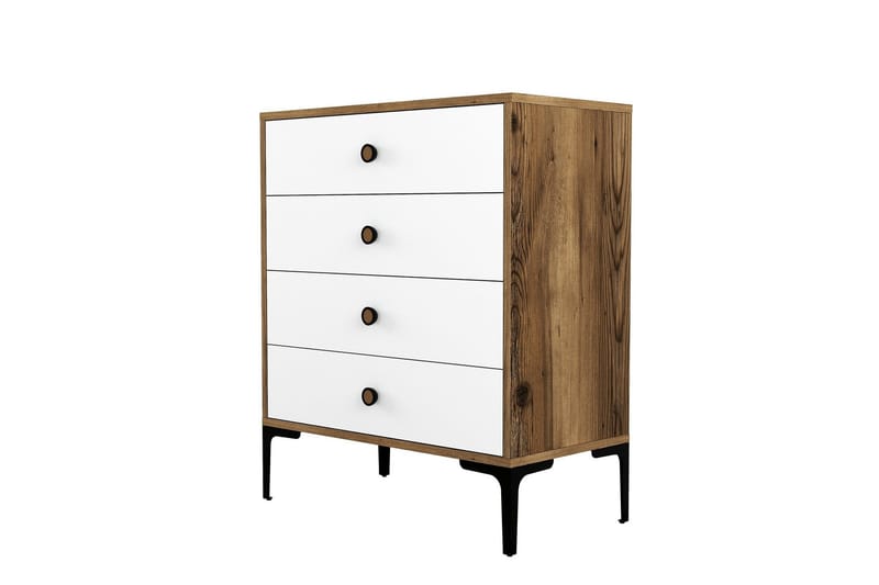 Ameias Byrå 76x90,7 cm Brun/Vit - Hanah Home - Förvaring - Förvaringsmöbler - Byrå - Hallbyrå