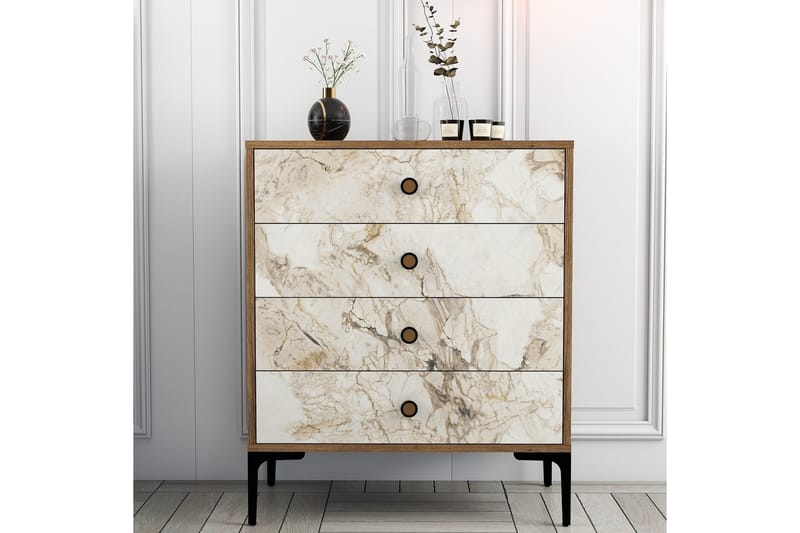 Ameias Byrå 76x90,7 cm Brun/Vit - Hanah Home - Förvaring - Förvaringsmöbler - Byrå - Hallbyrå