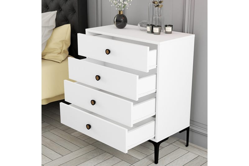 Ameias Byrå 76x90,7 cm Vit - Hanah Home - Förvaring - Förvaringsmöbler - Byrå - Hallbyrå