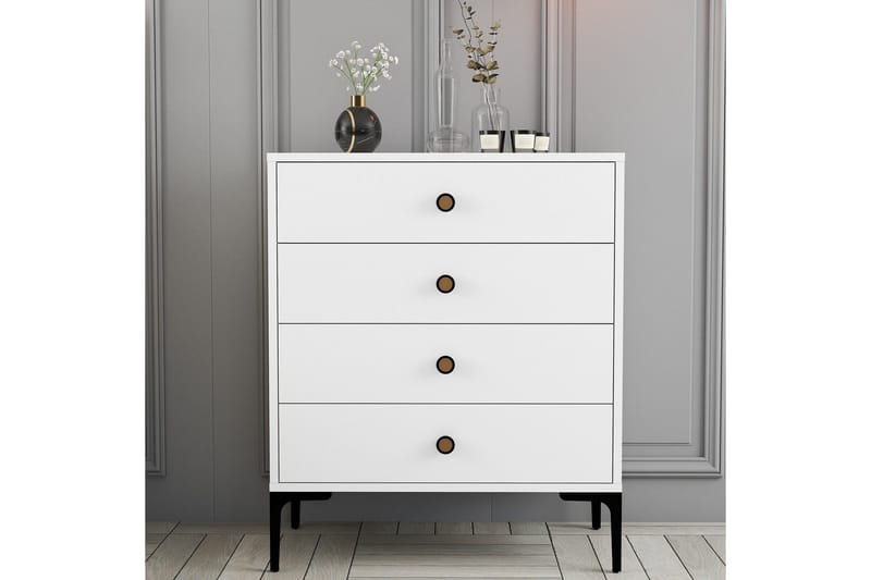 Ameias Byrå 76x90,7 cm Vit - Hanah Home - Förvaring - Förvaringsmöbler - Byrå - Hallbyrå