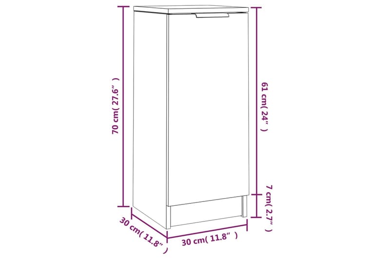 beBasic Byrå betonggrå 30x30x70 cm konstruerat trä - Grey - Hallförvaring - Hallbyrå - Byrå