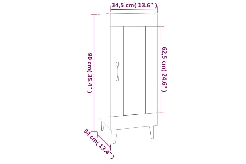 beBasic Byrå betonggrå 34,5x34x90 cm konstruerat trä - Grey - Förvaring - Förvaringsmöbler - Byrå - Hallbyrå