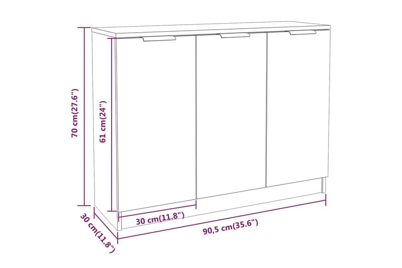 beBasic Byrå betonggrå 90,5x30x70 cm konstruerat trä - Grey - Byrå - Hallförvaring