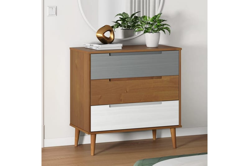 beBasic Byrå brun 80x40x80 cm massivt furuträ - Brown - Förvaring - Förvaringsmöbler - Byrå - Hallbyrå