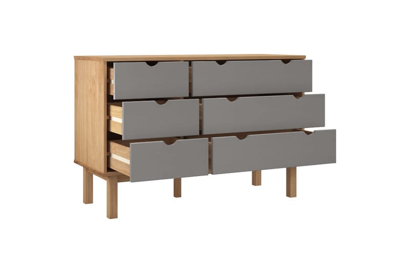 beBasic Byrå brun och grå 113,5x39,5x73 cm massivt furuträ - Grey - Förvaring - Förvaringsmöbler - Byrå