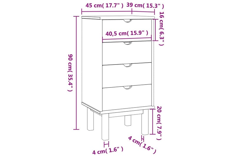 beBasic Byrå brun och grå 46x39,5x90 cm massivt furuträ - Grey - Hallförvaring - Hallbyrå - Byrå