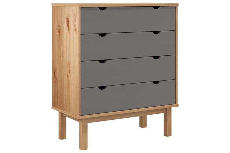 beBasic Byrå brun och grå 76,5x39,5x90 cm massivt furuträ - Grey - Hallförvaring - Hallbyrå - Byrå