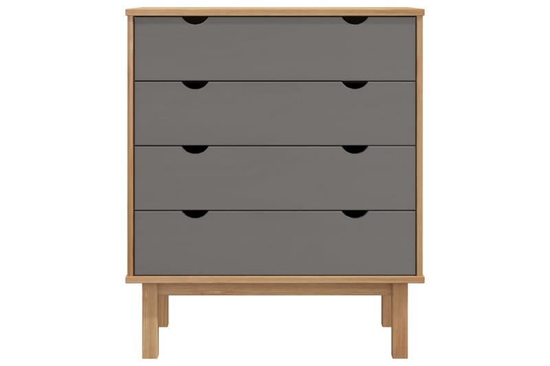 beBasic Byrå brun och grå 76,5x39,5x90 cm massivt furuträ - Grey - Förvaring - Förvaringsmöbler - Byrå - Hallbyrå