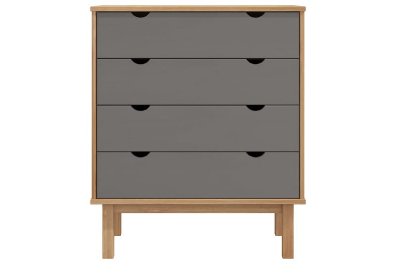 beBasic Byrå brun och grå 76,5x39,5x90 cm massivt furuträ - Grey - Hallförvaring - Hallbyrå - Byrå