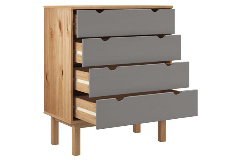 beBasic Byrå brun och grå 76,5x39,5x90 cm massivt furuträ - Grey - Förvaring - Förvaringsmöbler - Byrå - Hallbyrå
