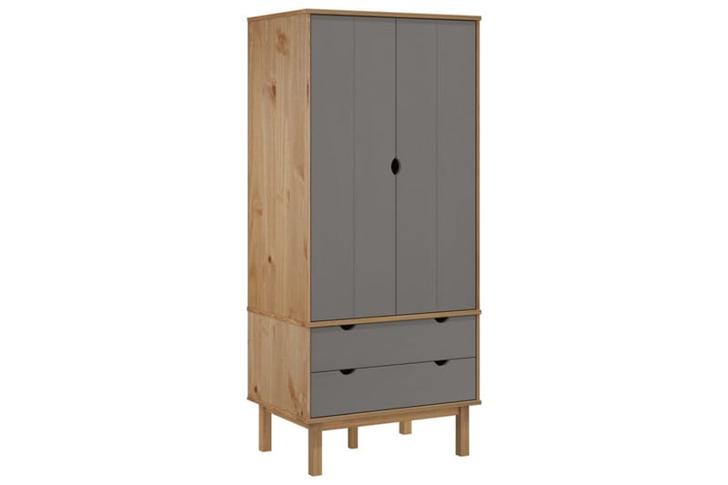 beBasic Byrå brun och grå 76,5x53x172 cm massivt furuträ - Grey - Byrå - Hallförvaring