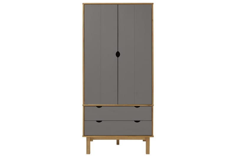 beBasic Byrå brun och grå 76,5x53x172 cm massivt furuträ - Grey - Byrå - Hallförvaring