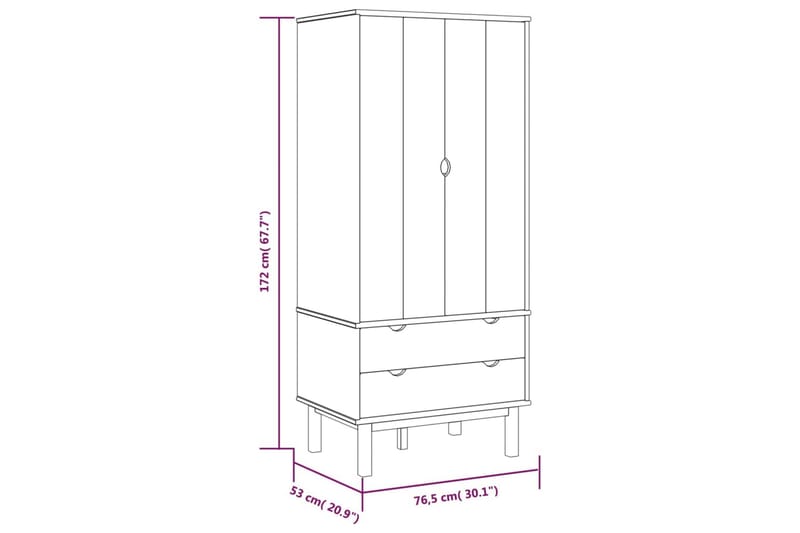 beBasic Byrå brun och grå 76,5x53x172 cm massivt furuträ - Grey - Byrå - Hallförvaring