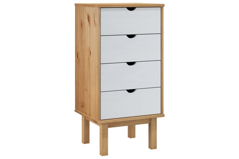 beBasic Byrå brun och vit 46x39,5x90 cm massivt furuträ - White - Hallförvaring - Hallbyrå - Byrå