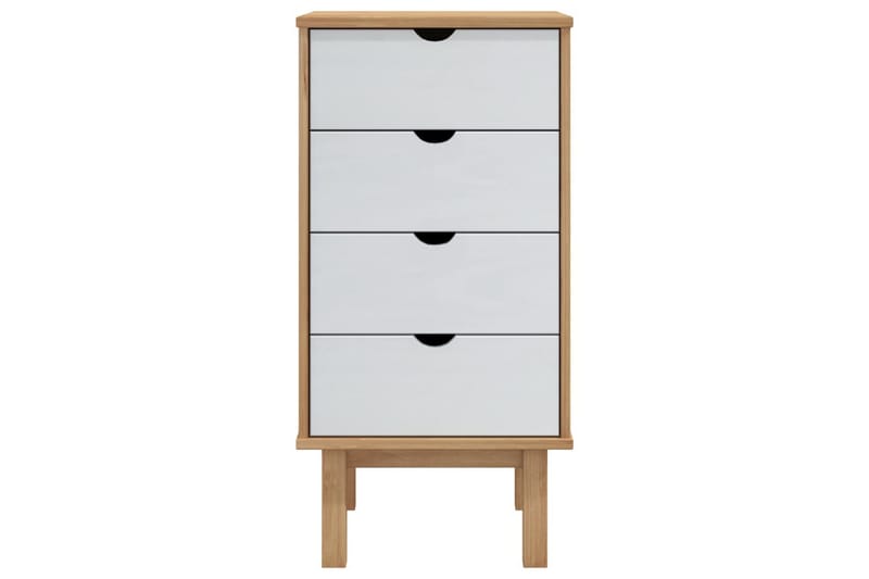 beBasic Byrå brun och vit 46x39,5x90 cm massivt furuträ - White - Hallförvaring - Hallbyrå - Byrå