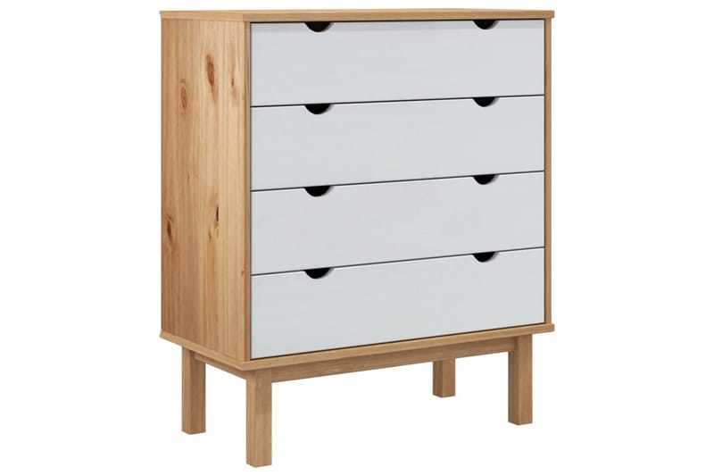 beBasic Byrå brun och vit 76,5x39,5x90 cm massivt furuträ - White - Byrå - Hallförvaring