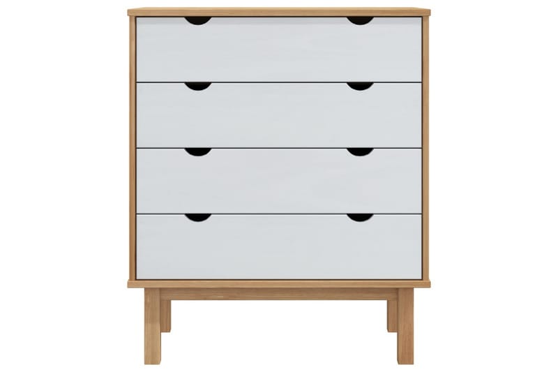 beBasic Byrå brun och vit 76,5x39,5x90 cm massivt furuträ - White - Förvaring - Förvaringsmöbler - Byrå - Hallbyrå
