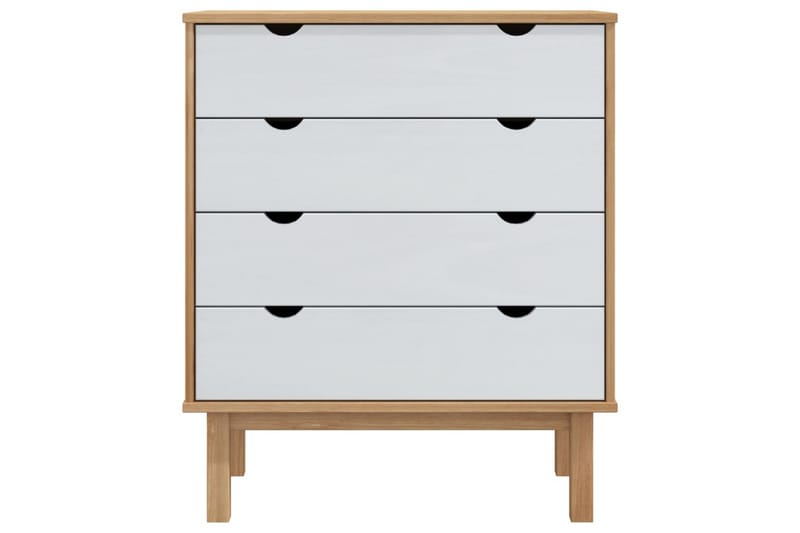 beBasic Byrå brun och vit 76,5x39,5x90 cm massivt furuträ - White - Byrå - Hallförvaring