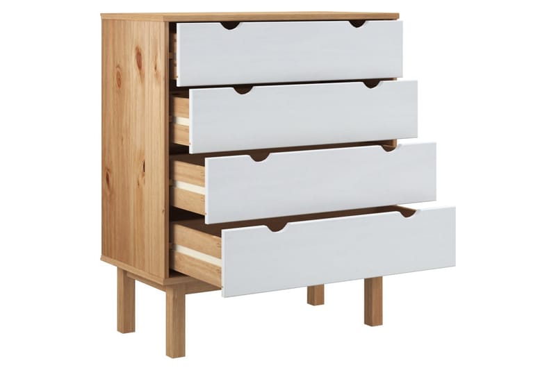 beBasic Byrå brun och vit 76,5x39,5x90 cm massivt furuträ - White - Förvaring - Förvaringsmöbler - Byrå - Hallbyrå