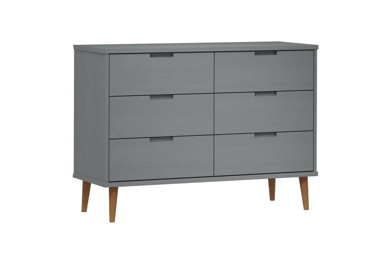 beBasic Byrå grå 113x40x80 cm massivt furuträ - Grey - Byrå - Hallförvaring