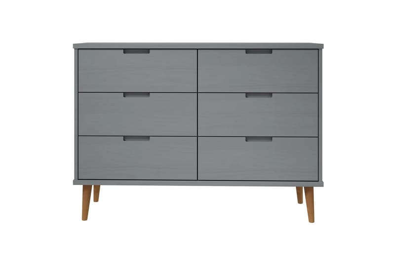 beBasic Byrå grå 113x40x80 cm massivt furuträ - Grey - Byrå - Hallförvaring