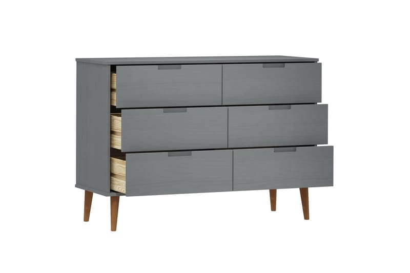 beBasic Byrå grå 113x40x80 cm massivt furuträ - Grey - Byrå - Hallförvaring