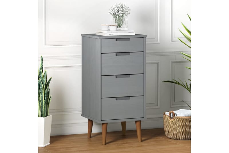 beBasic Byrå grå 40x35x82 cm massivt furuträ - Grey - Förvaring - Förvaringsmöbler - Byrå - Hallbyrå