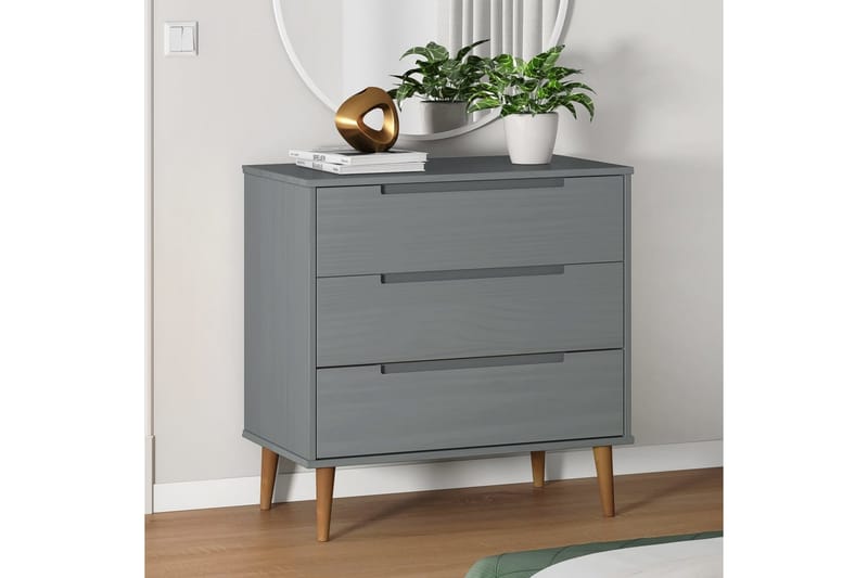 beBasic Byrå grå 80x40x80 cm massivt furuträ - Grey - Förvaring - Förvaringsmöbler - Byrå - Hallbyrå