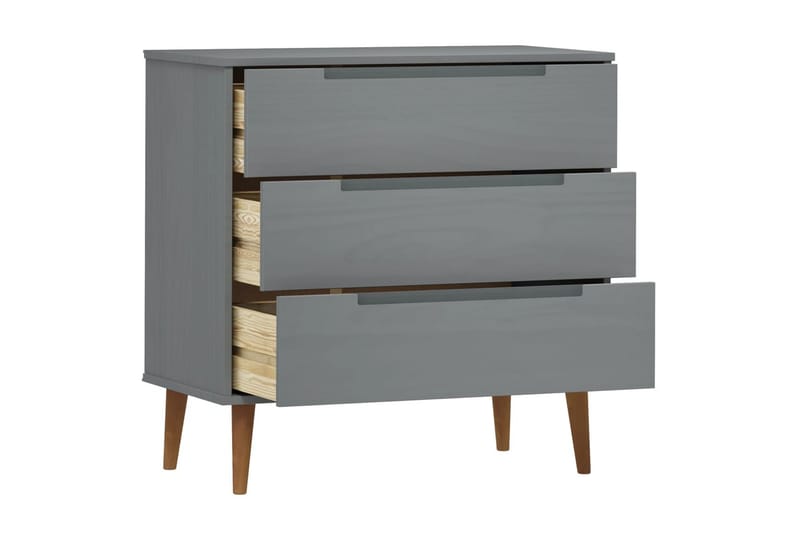 beBasic Byrå grå 80x40x80 cm massivt furuträ - Grey - Förvaring - Förvaringsmöbler - Byrå - Hallbyrå