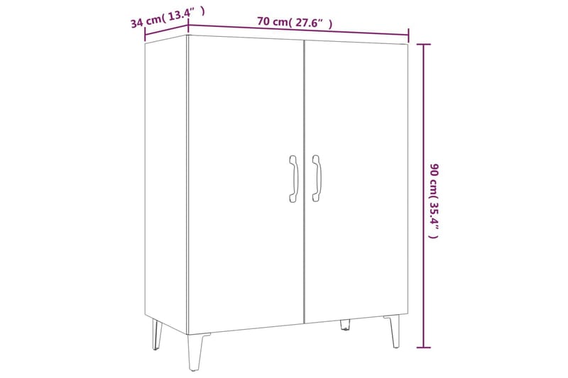 beBasic Byrå grå sonoma 70x34x90 cm konstruerat trä - Grey - Hallförvaring - Hallbyrå - Byrå