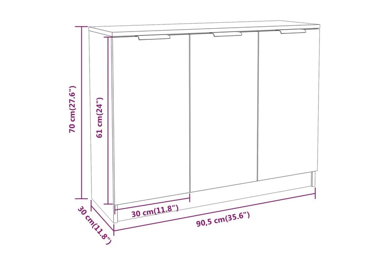 beBasic Byrå grå sonoma 90,5x30x70 cm konstruerat trä - Grey - Förvaring - Förvaringsmöbler - Byrå - Hallbyrå