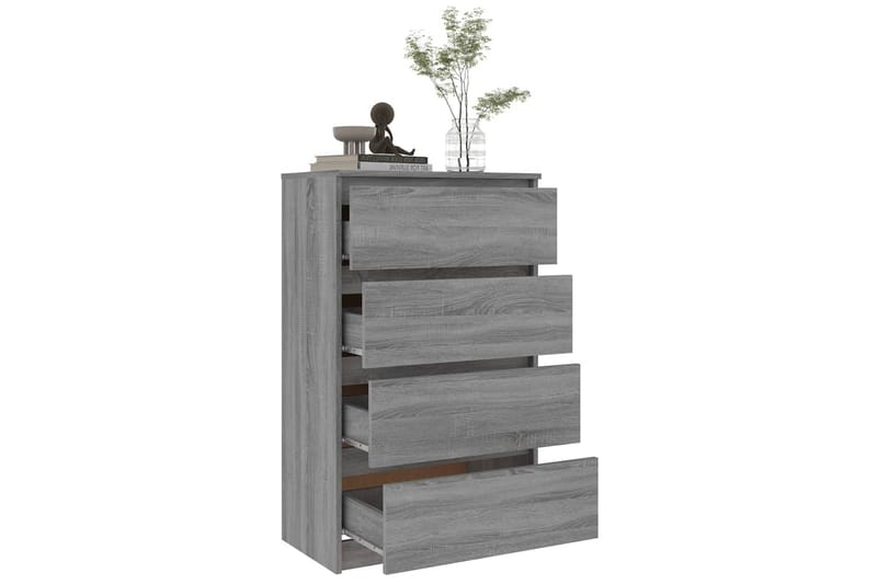 beBasic Byrå grå sonoma-ek 60x35x98,5 cm konstruerat trä - Grey - Hallförvaring - Hallbyrå - Byrå