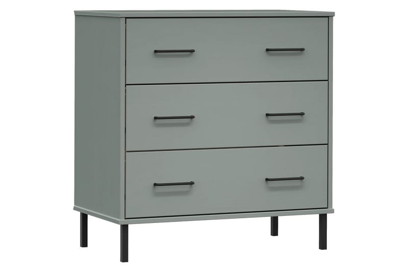 beBasic Byrå med 3 lådor OSLO grå 77x40x79,5 cm massivt trä - Grey - Förvaring - Förvaringsmöbler - Byrå - Hallbyrå