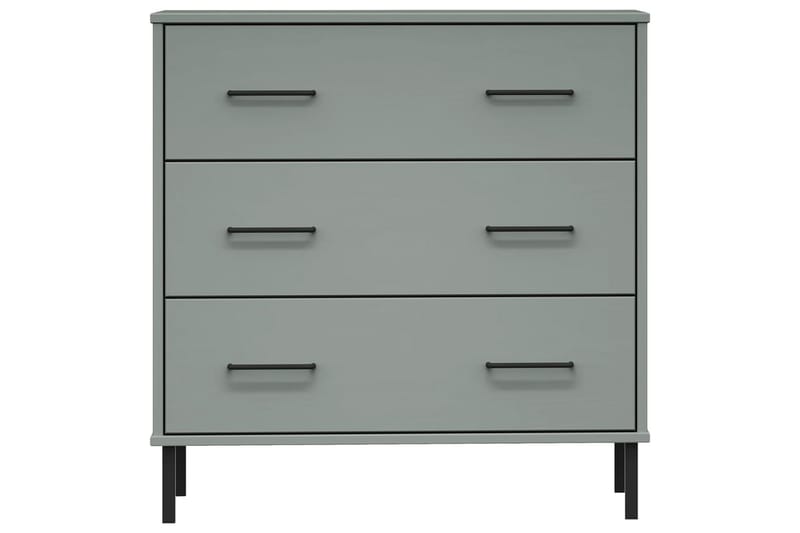 beBasic Byrå med 3 lådor OSLO grå 77x40x79,5 cm massivt trä - Grey - Förvaring - Förvaringsmöbler - Byrå - Hallbyrå