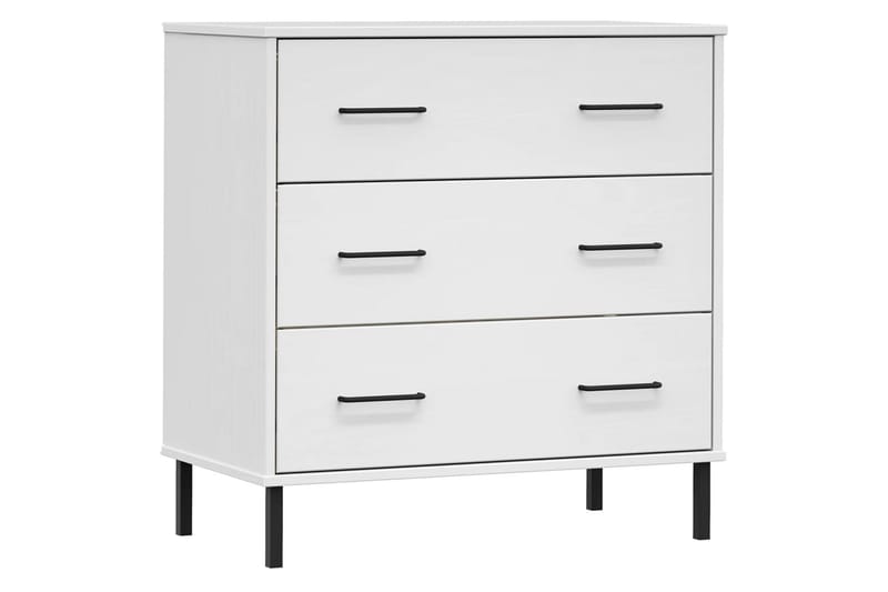 beBasic Byrå med 3 lådor vit OSLO 77x40x79,5 cm massivt trä - White - Förvaring - Förvaringsmöbler - Byrå - Hallbyrå