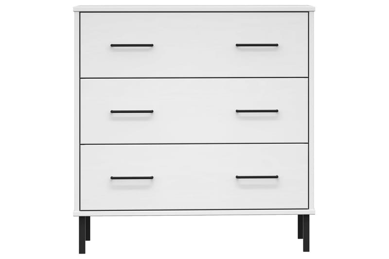 beBasic Byrå med 3 lådor vit OSLO 77x40x79,5 cm massivt trä - White - Förvaring - Förvaringsmöbler - Byrå - Hallbyrå