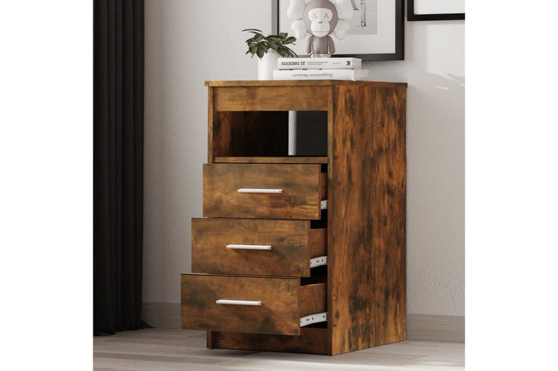 beBasic Byrå rökfärgad ek 40x50x76 cm konstruerat trä - Brown - Förvaring - Förvaringsmöbler - Byrå - Hallbyrå